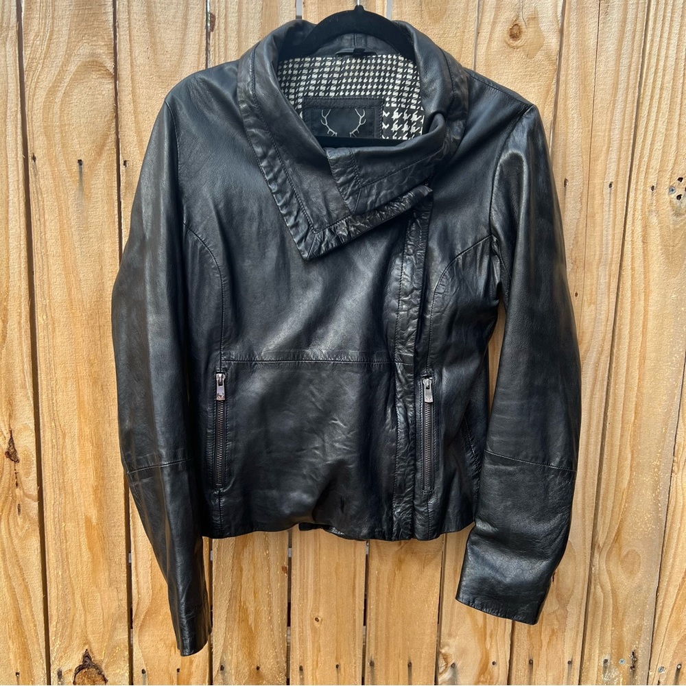 Bod & Christensen Kaylee Leather Asymmetrical Jacket Size M